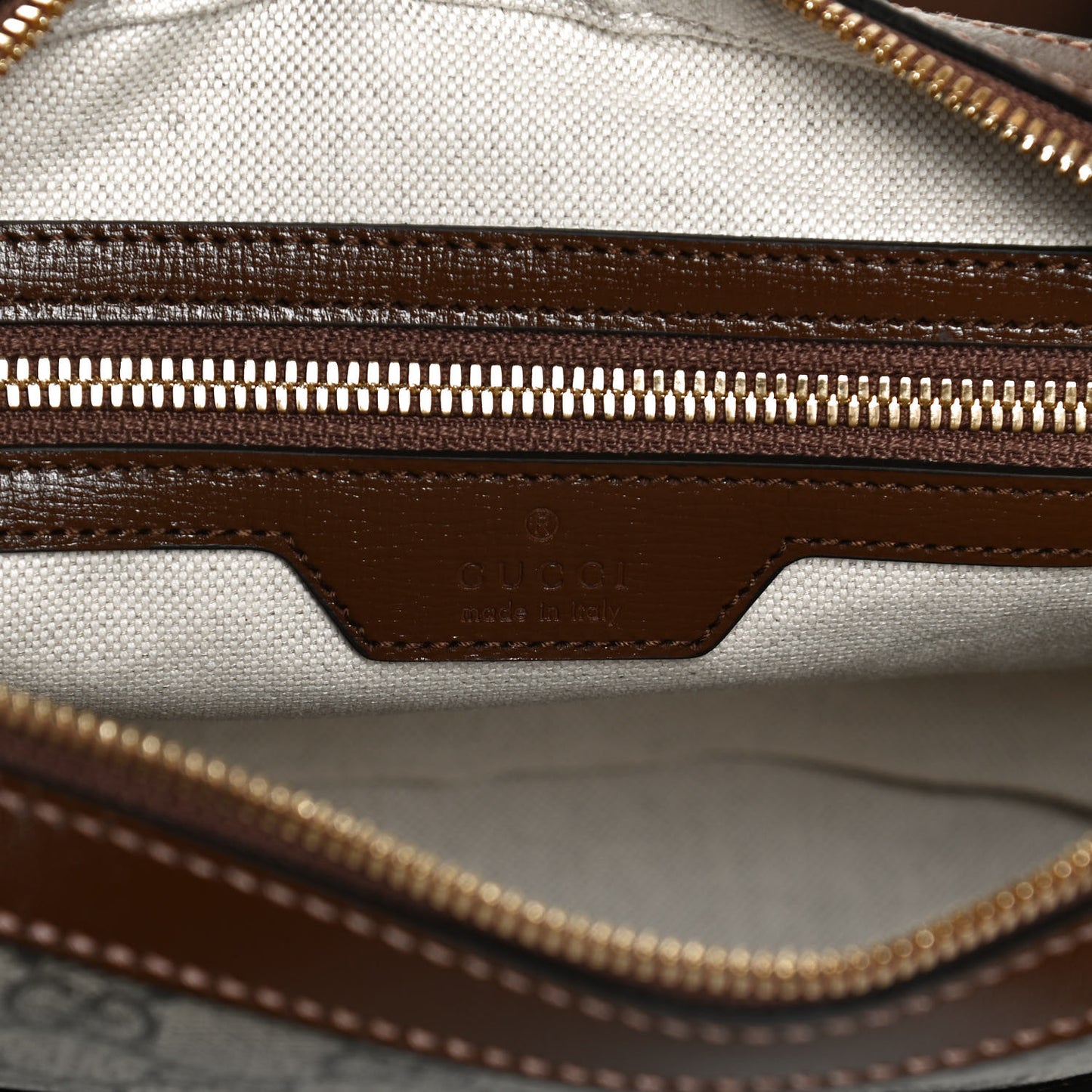 GG Supreme Monogram Azalea Calfskin Retro Interlocking G Messenger Shoulder Bag Beige Ebony Brown Sugar