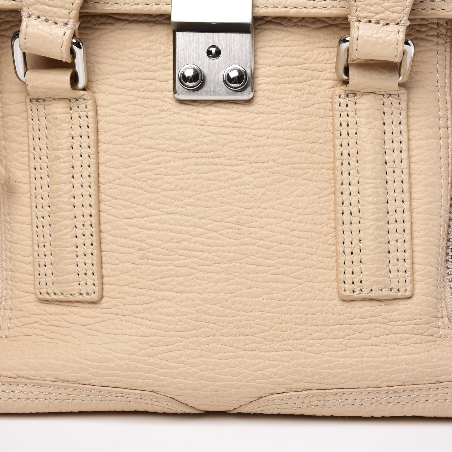 3.1 Textured Calfskin Medium Pashli Satchel White Peach