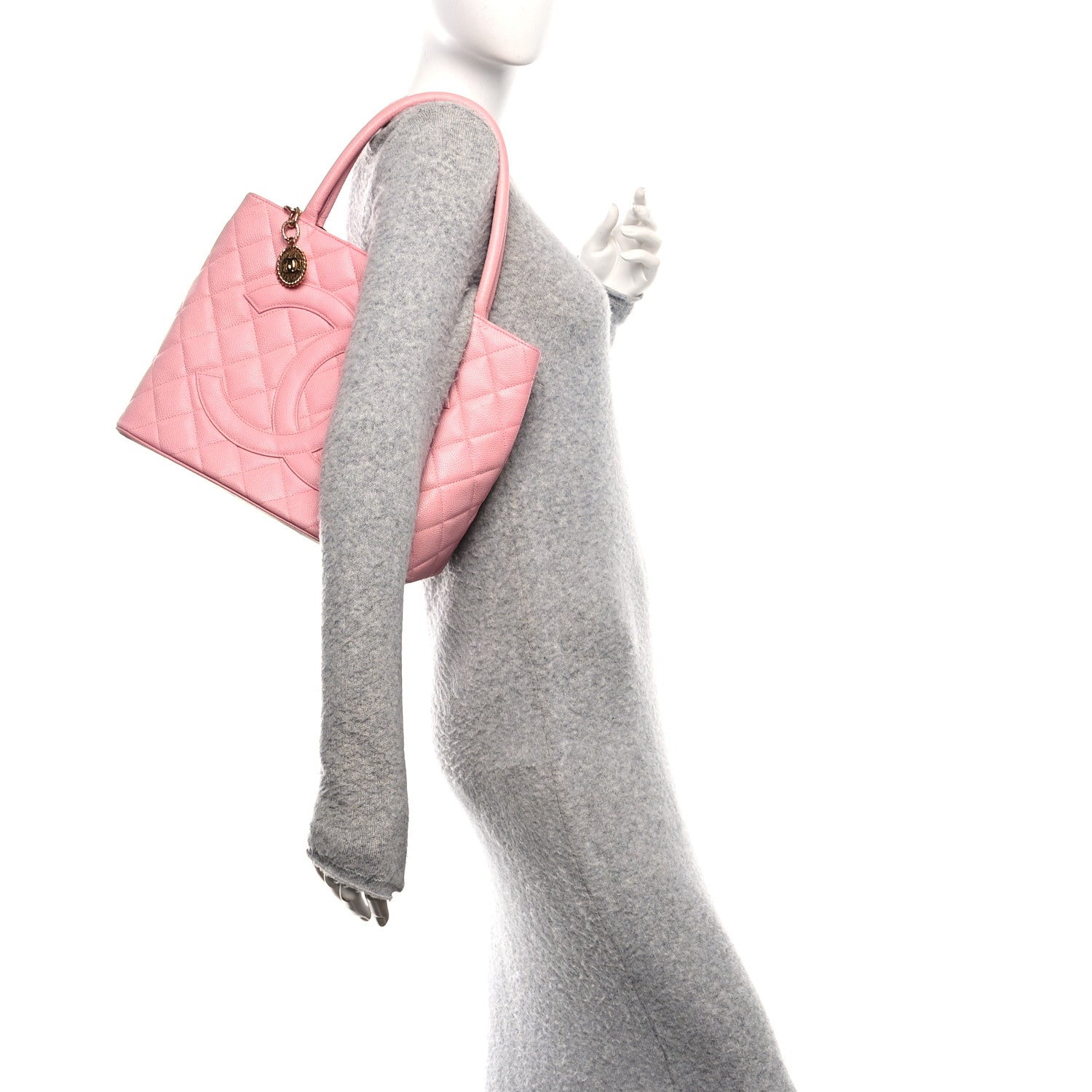 Chanel Caviar Medallion CC Tote Light Pink 2 of 10