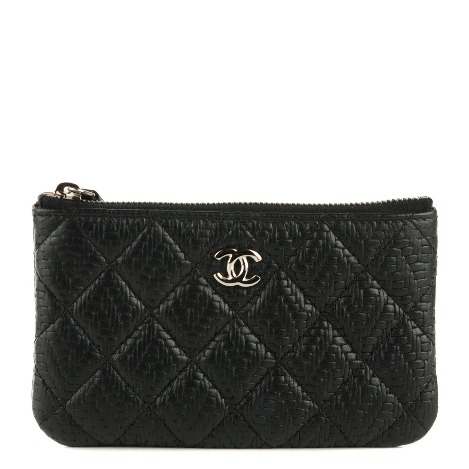 Chanel Woven Lambskin Quilted Cosmetic Pouch Black 1 of 9