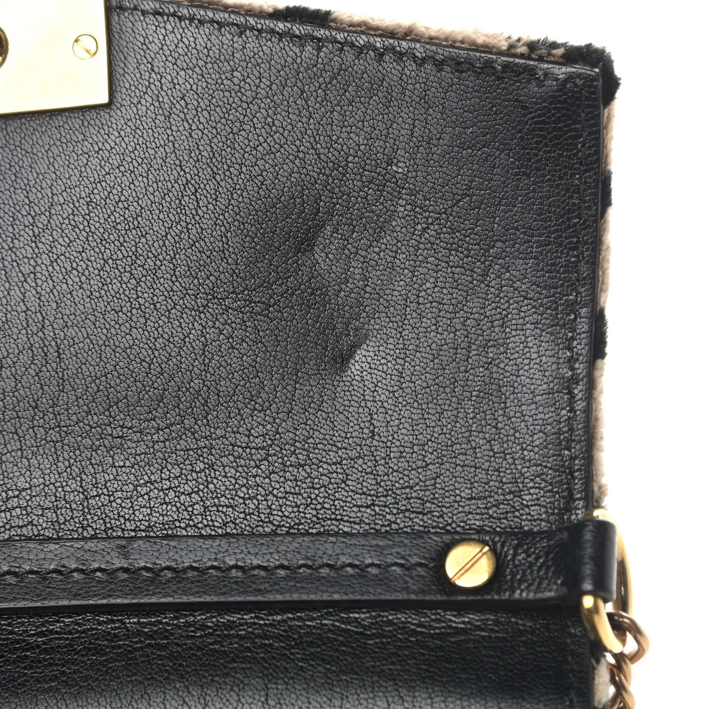 Velvet Leopard Print Small GV3 Shoulder Bag Black