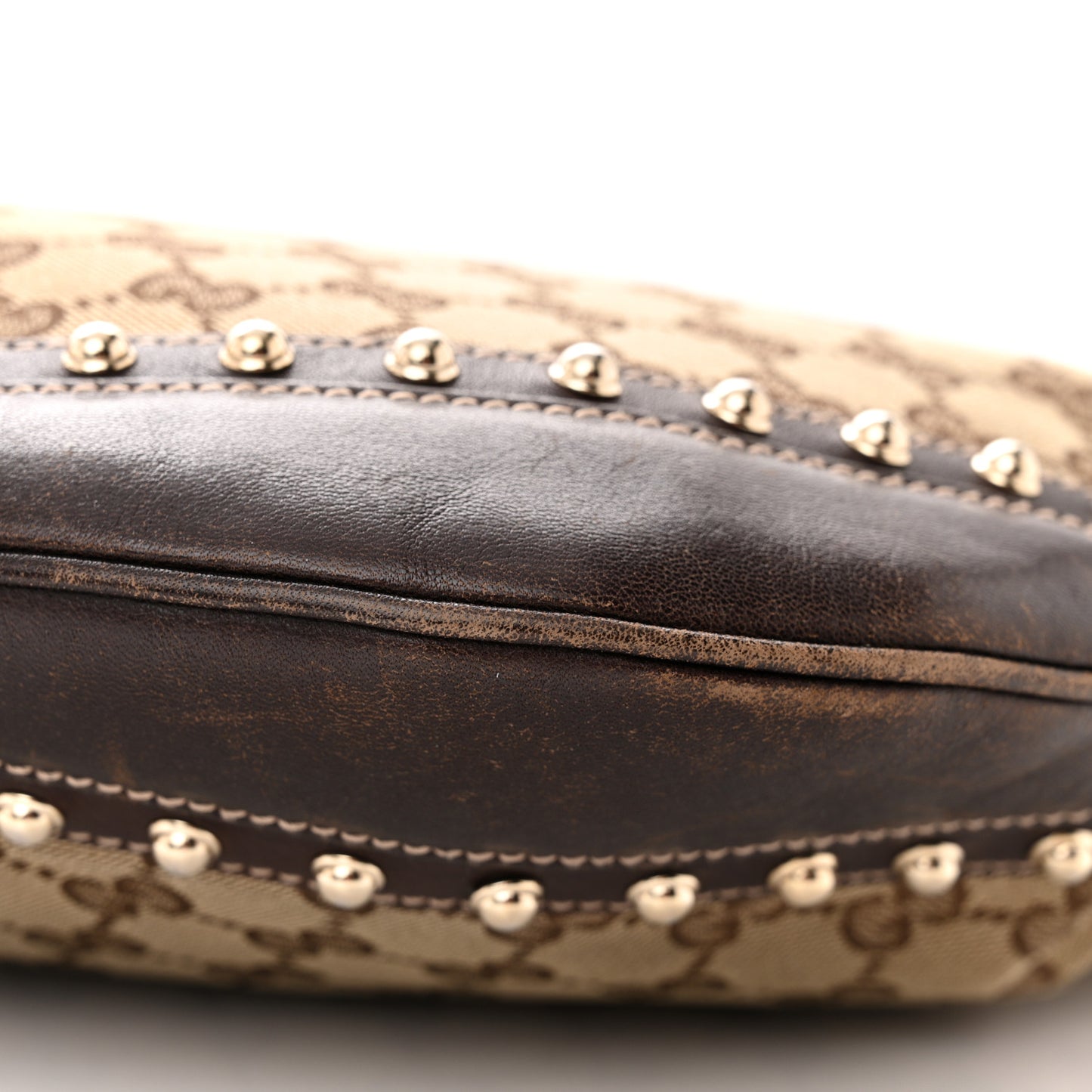 Monogram Web Studded Pelham Shoulder Bag Dark Brown