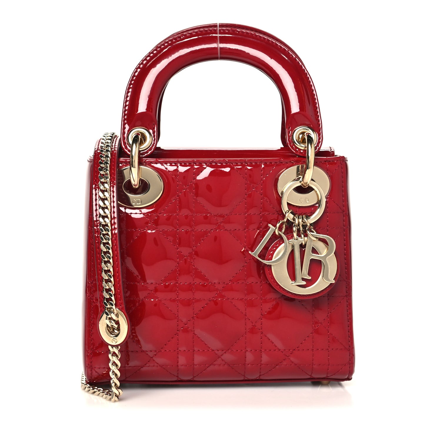 Patent Cannage Mini Lady Dior Red