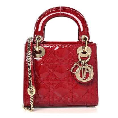 Christian Dior Patent Cannage Mini Lady Dior Red 1 of 9