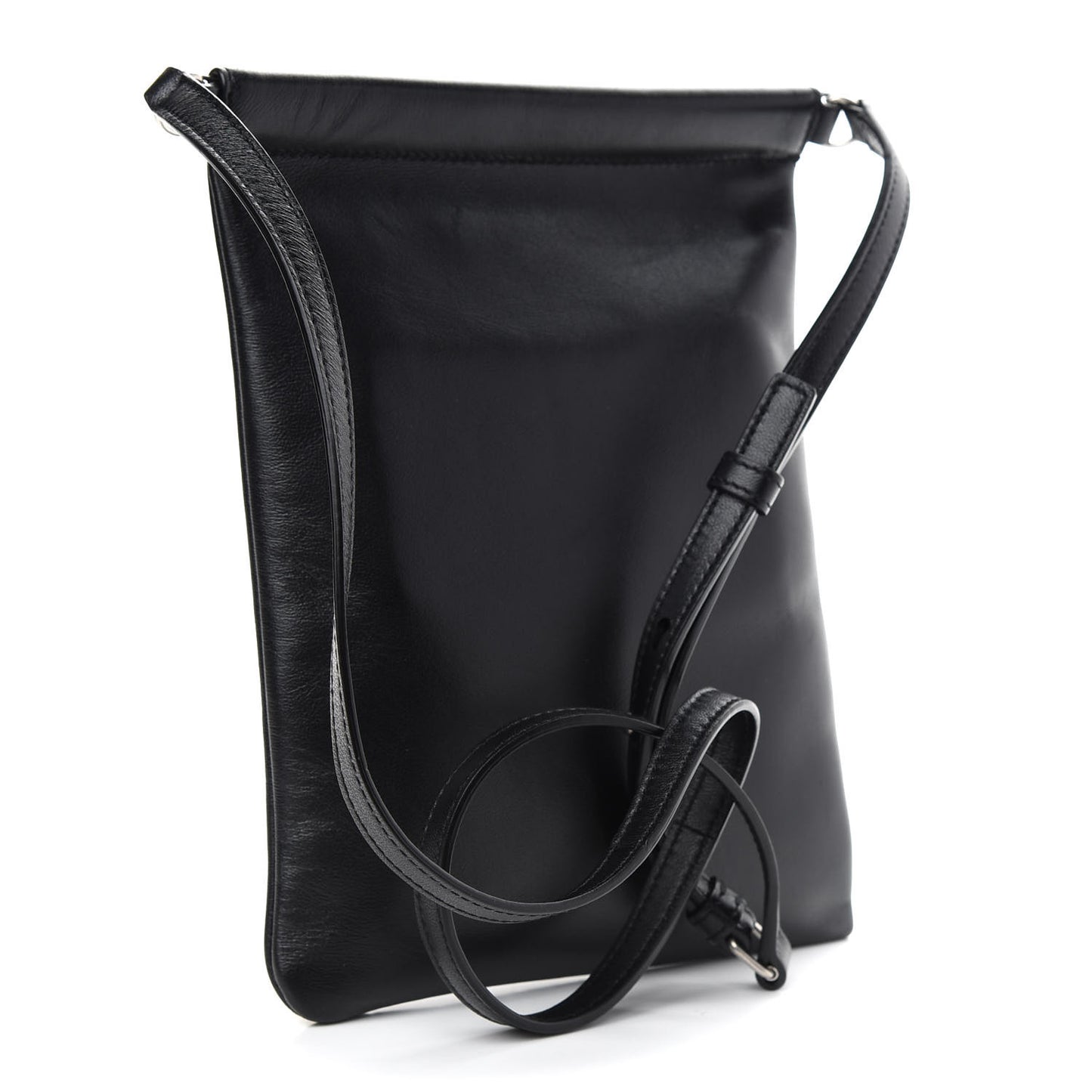 Antiqued Lambskin Sid Flat Crossbody Black