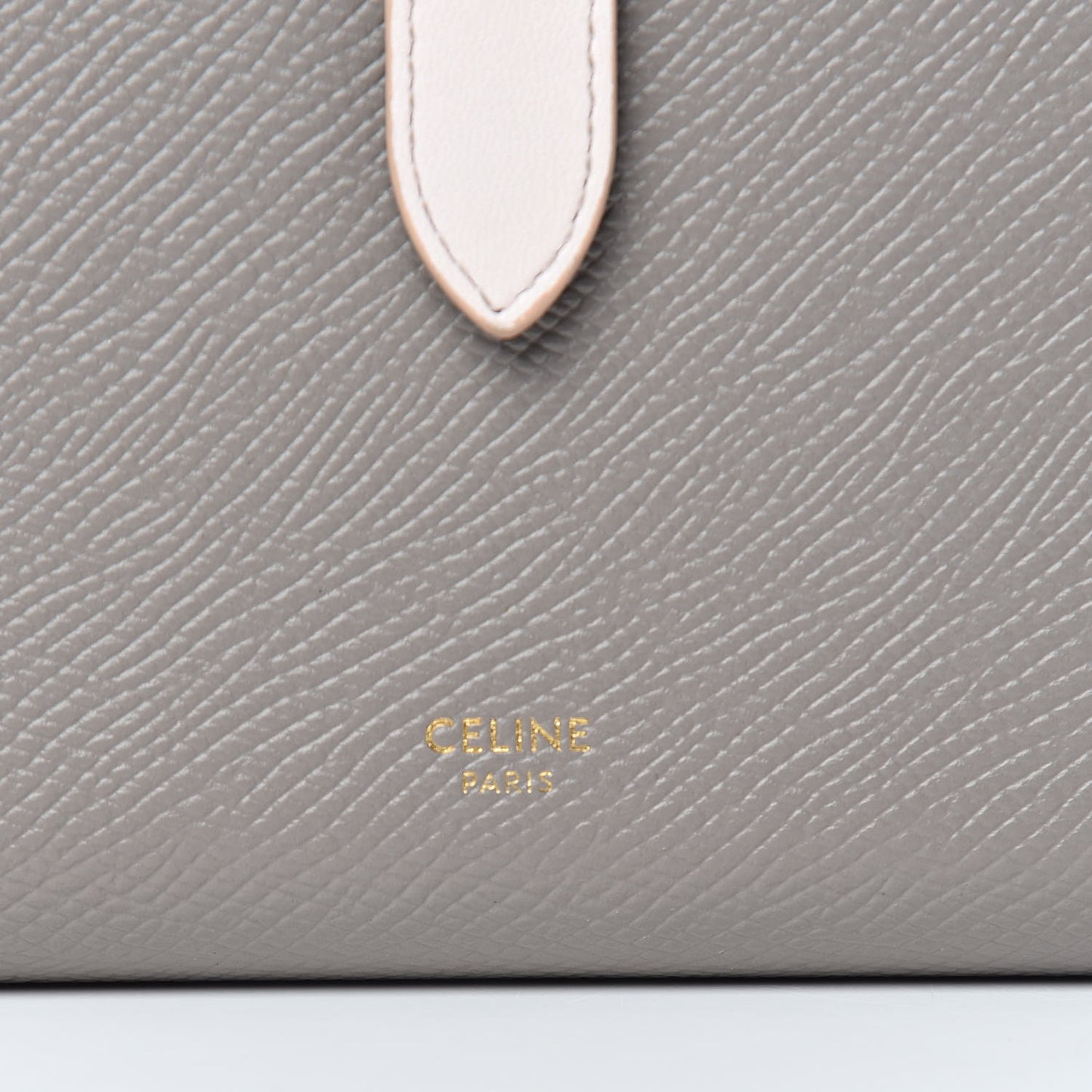 Grained Calfskin Large Multifunction Strap Wallet Grey Vintage Pink