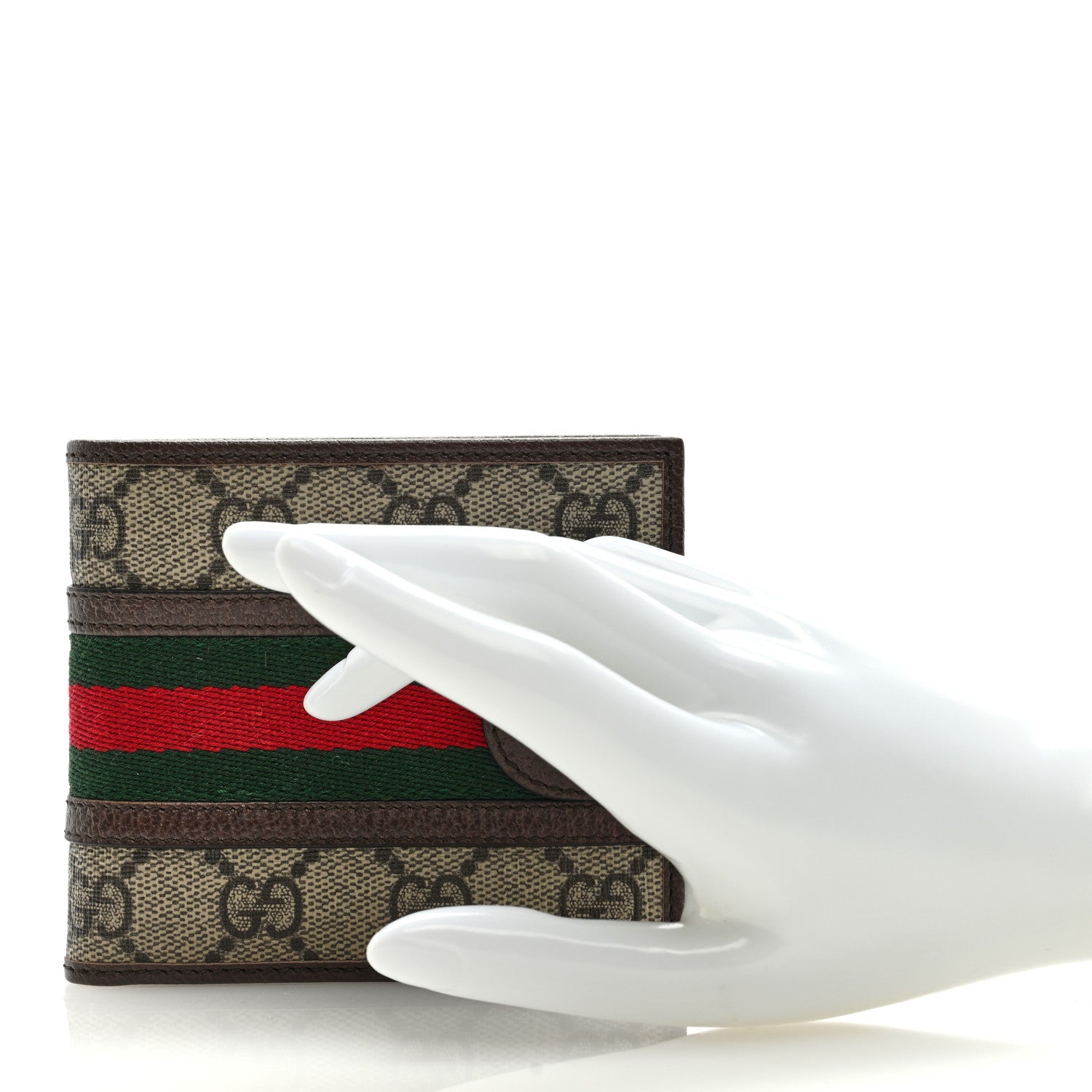 Gucci GG Supreme Monogram Web Mens Ophidia Bi-Fold Coin Wallet Beige New Acero 2 of 6