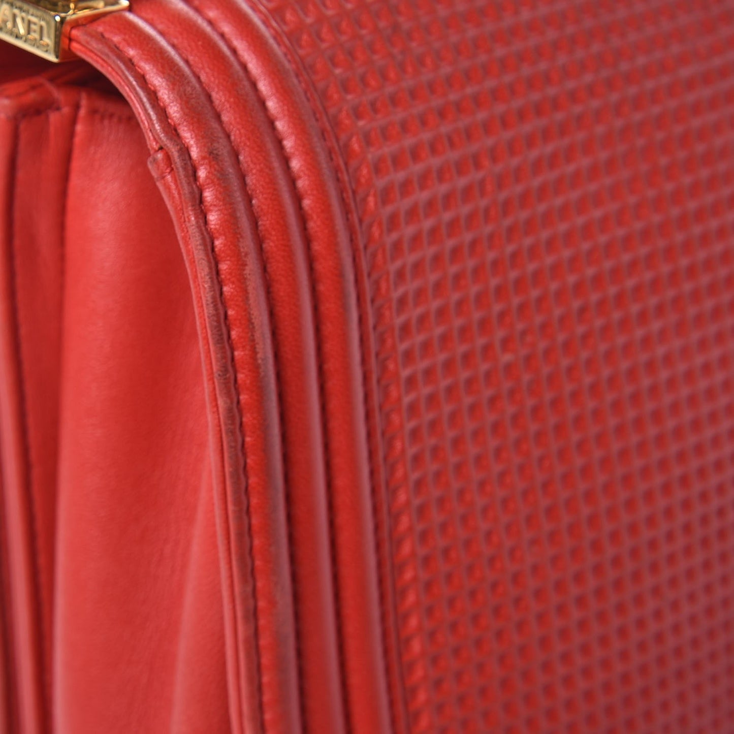Lambskin Square Quilted Large Boy Cube Flap Red