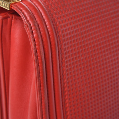 Chanel Lambskin Square Quilted Large Boy Cube Flap Red 13 of 22