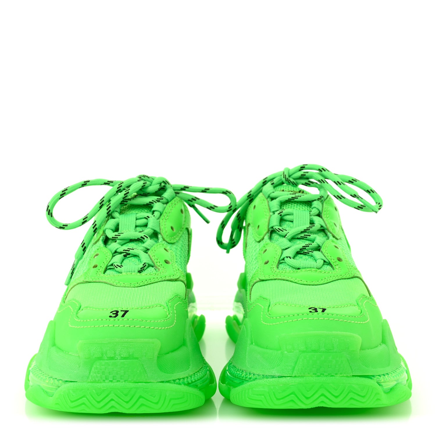 Balenciaga Fabric Mesh Clear Sole Womens Triple S Sneakers 37 Fluo Green 3 of 9