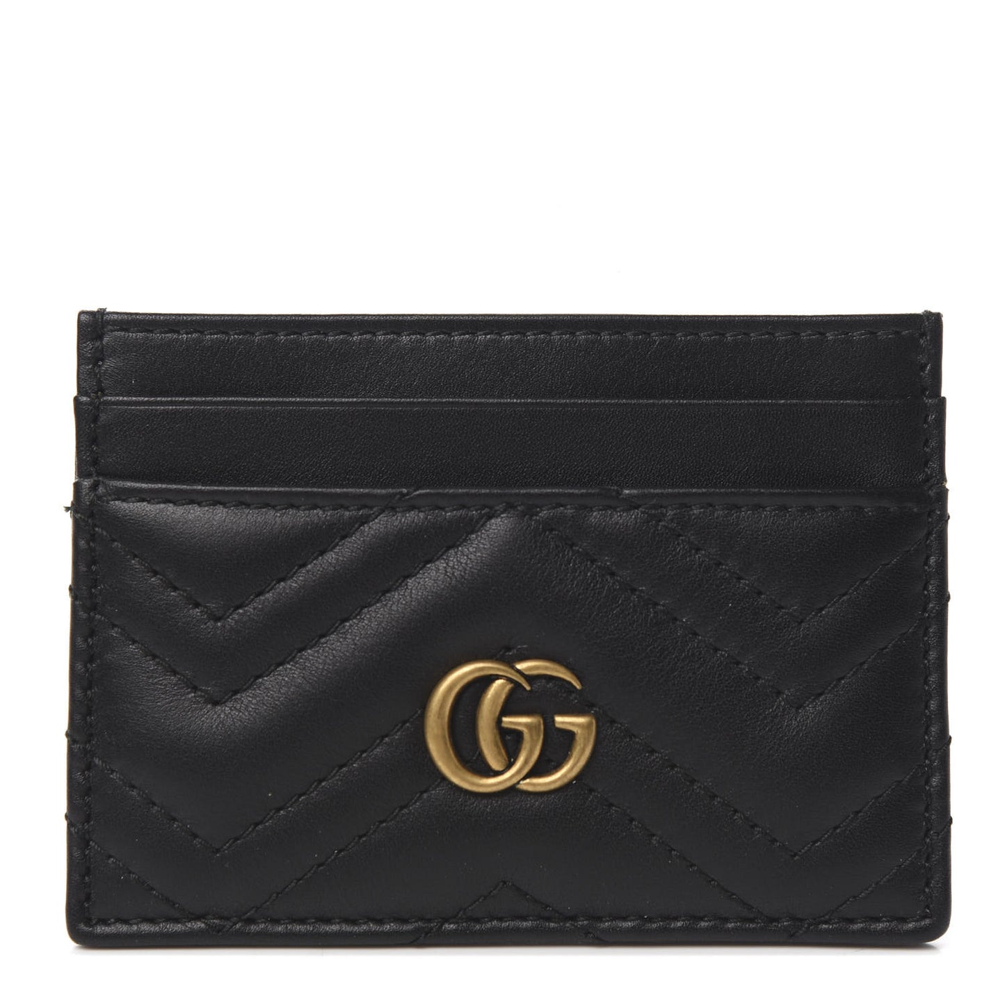 Calfskin Matelasse GG Marmont Card Holder Black