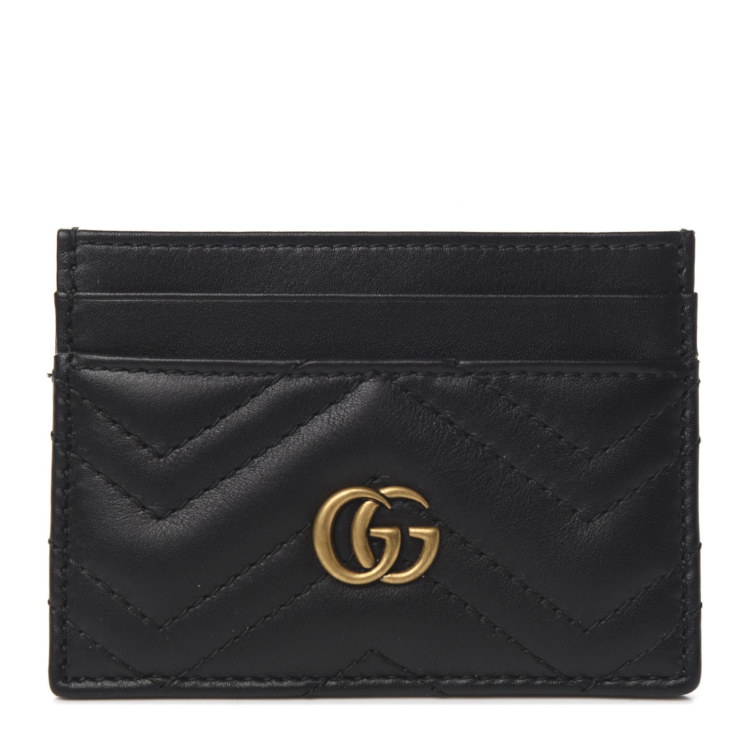 Gucci Calfskin Matelasse GG Marmont Card Holder Black 1 of 6