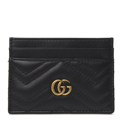 Gucci Calfskin Matelasse GG Marmont Card Holder Black 1 of 6