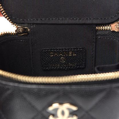 Chanel Caviar Quilted Mini Pearl On Top Vanity Case With Chain Black 6 of 10