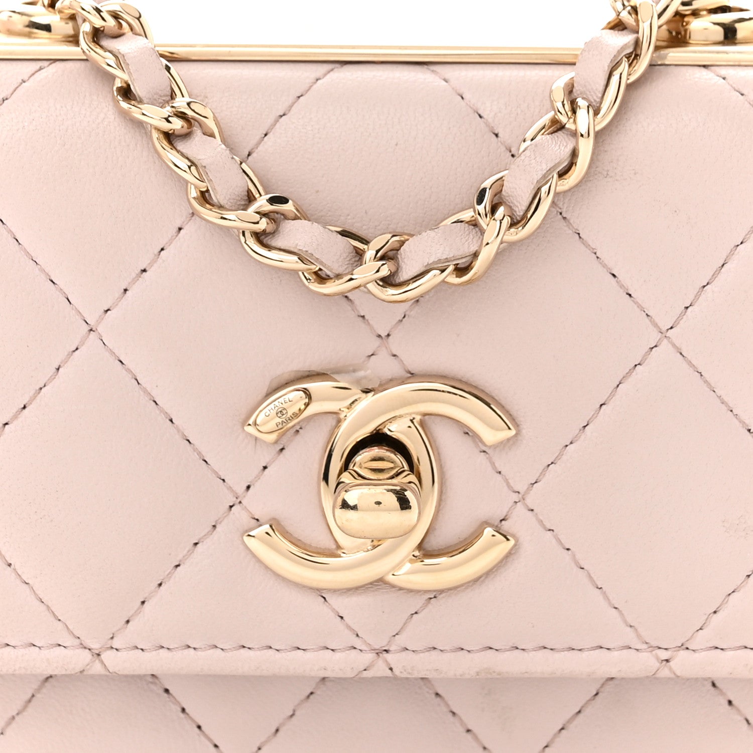 Chanel Lambskin Quilted Trendy CC Card Holder On Chain Light Pink 9 of 11