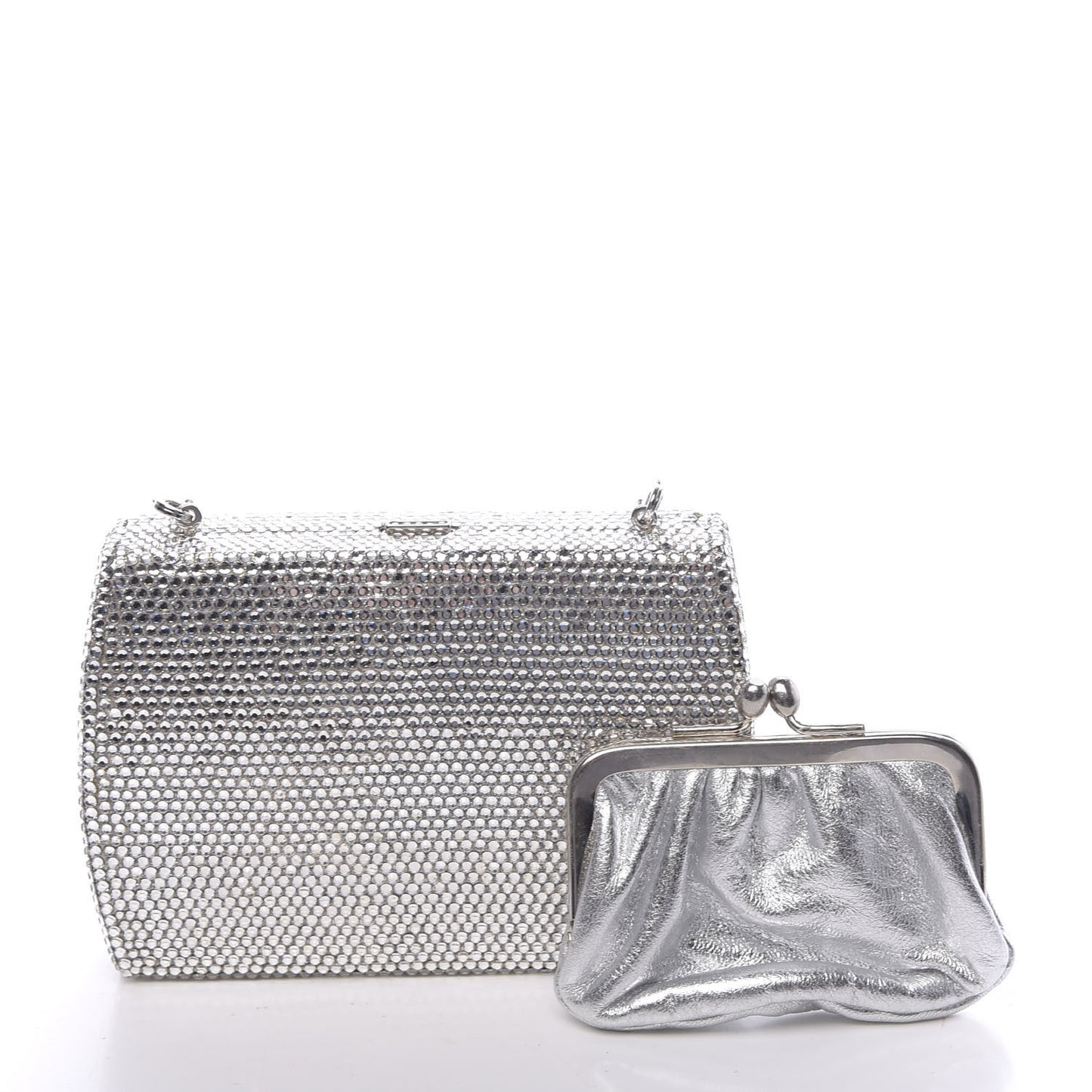 Swarovski Crystal Minaudiere Clutch Silver