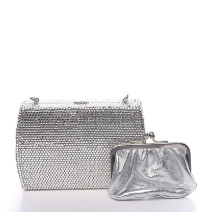 Judith Leiber Swarovski Crystal Minaudiere Clutch Silver 3 of 12