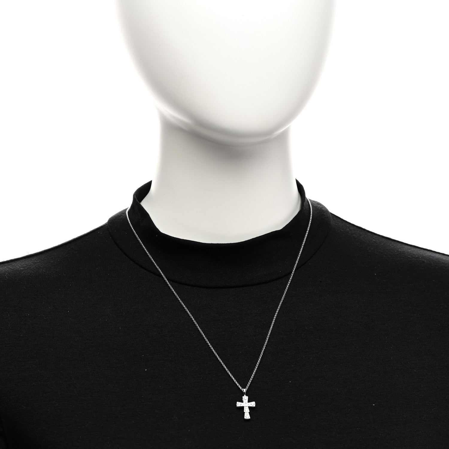 Bulgari 18K White Gold Diamond Croce Cross Pendant Necklace 2 of 5