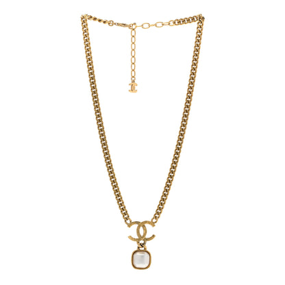 Chanel Metal Natural Stones CC Necklace Pearly White Gold 3 of 7