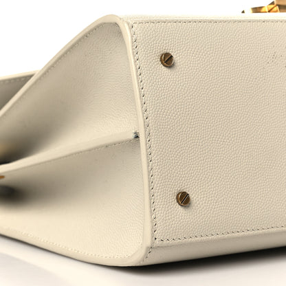 Saint Laurent Grain de Poudre Medium Classic Monogram Cassandra Top Handle Crema Soft 9 of 11