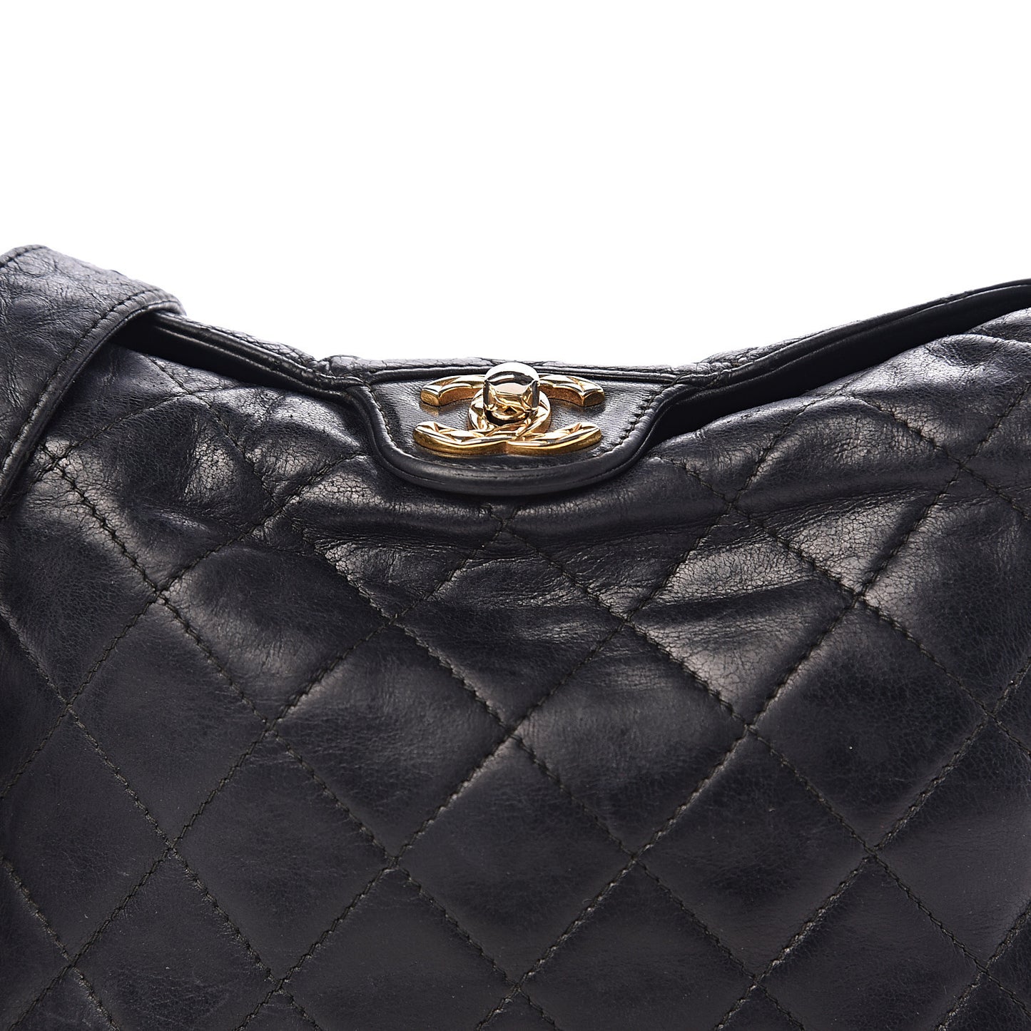 Lambskin Quilted Flap Shoulder Bag Black