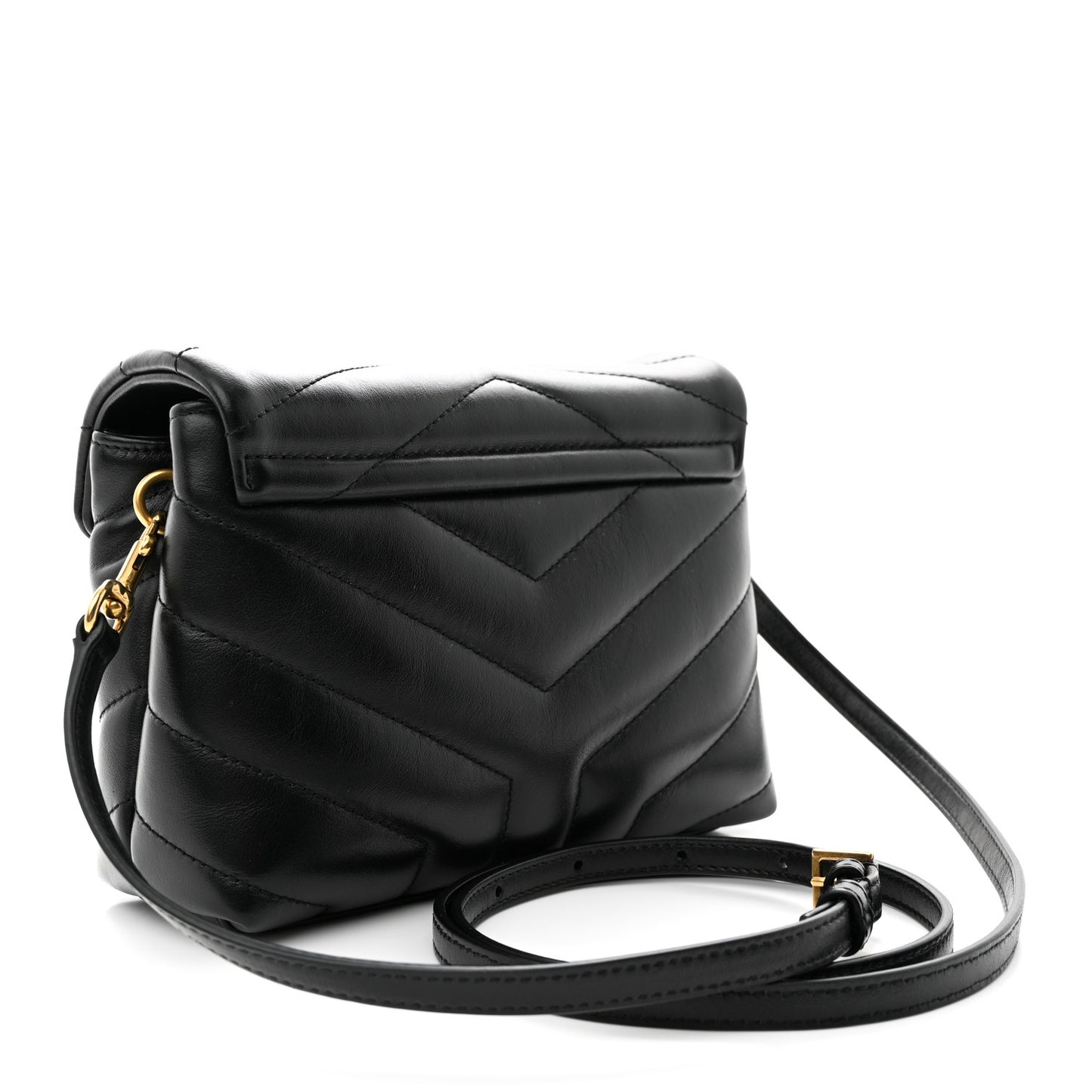 Calfskin Y Quilted Monogram Toy Loulou Crossbody Bag Black