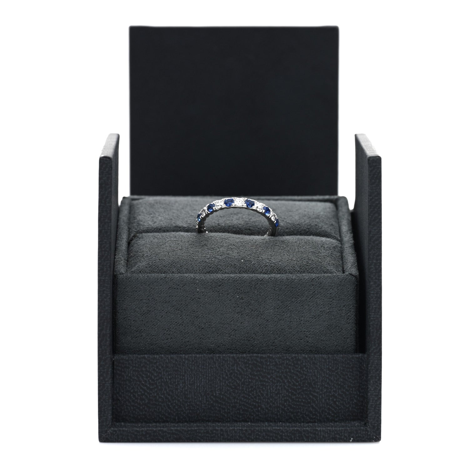 David Yurman Platinum Diamond Blue Sapphire 2.8mm Eden Partway Band Ring 49 5 3 of 5