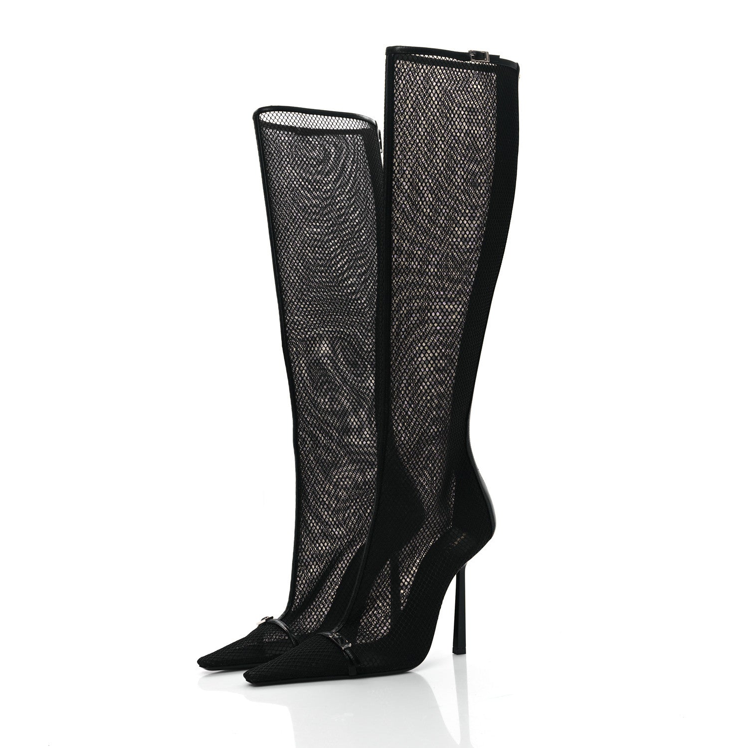 Saint Laurent Mesh Oxails Knee High Boots 40 Black 3 of 8