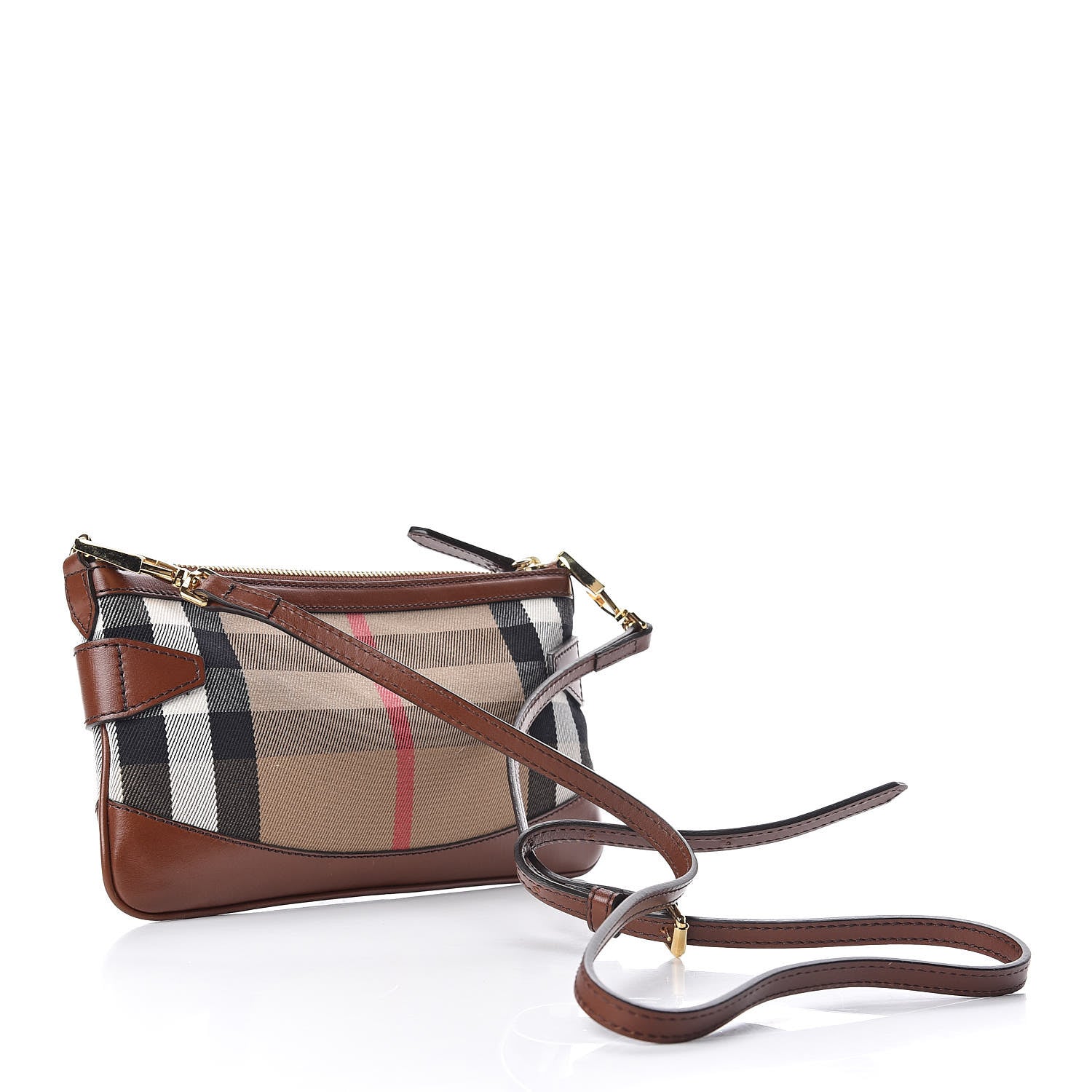 Burberry House Check Bridle Calfskin Peyton Crossbody Tan 3 of 11