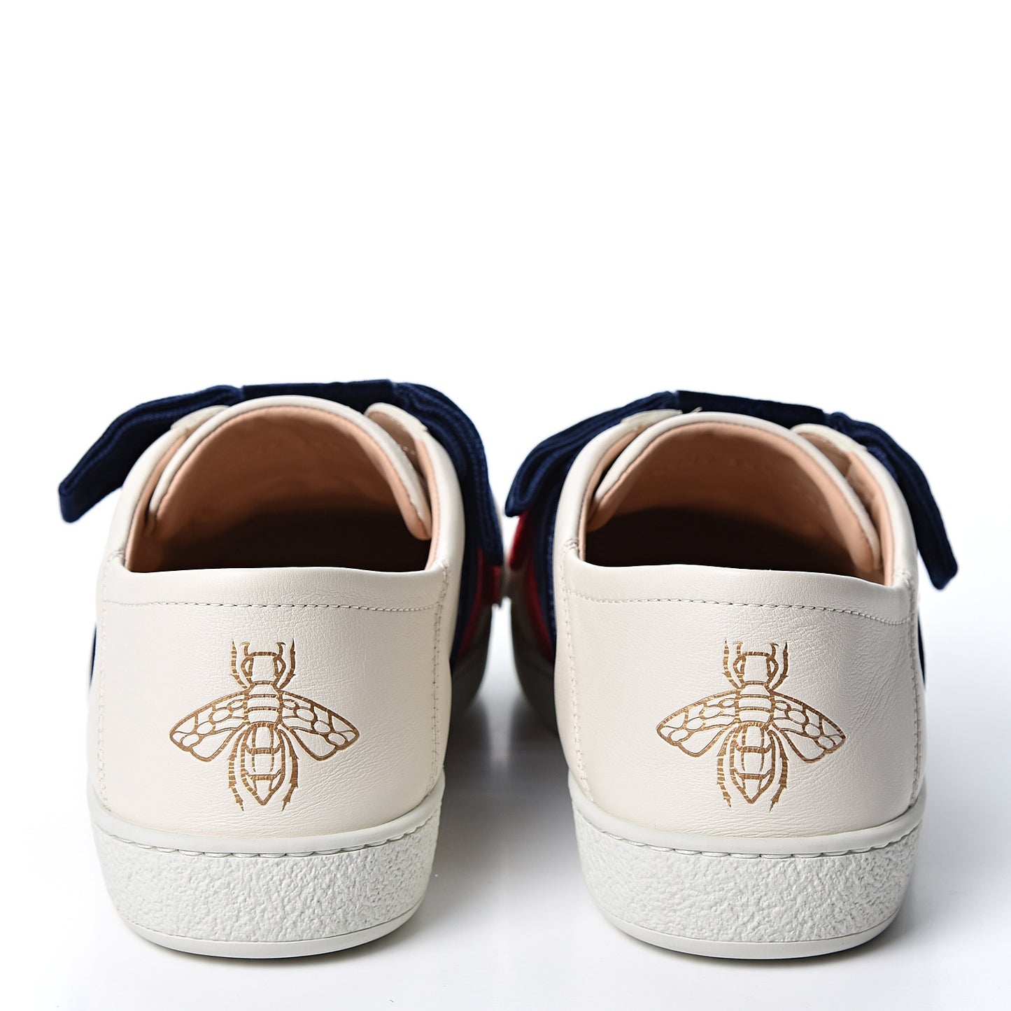 Calfskin Velvet Womens Bow Ace Sneakers 38.5 White