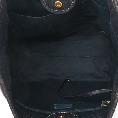 Chanel Lurex Canvas Medium Deauville Tote Navy Blue Gold 5 of 18