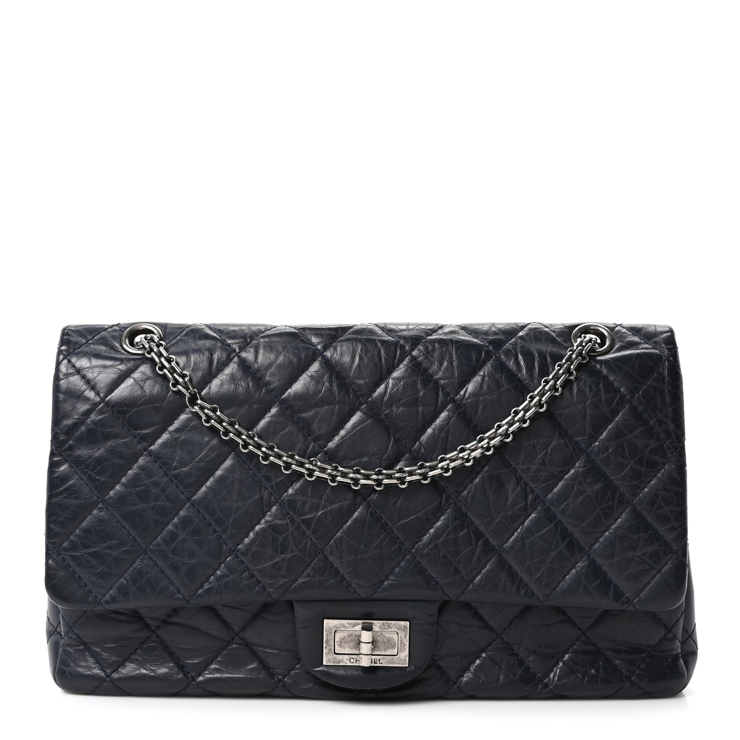 Aged Calfskin Quilted 2.55 Reissue 227 Flap Navy Blue