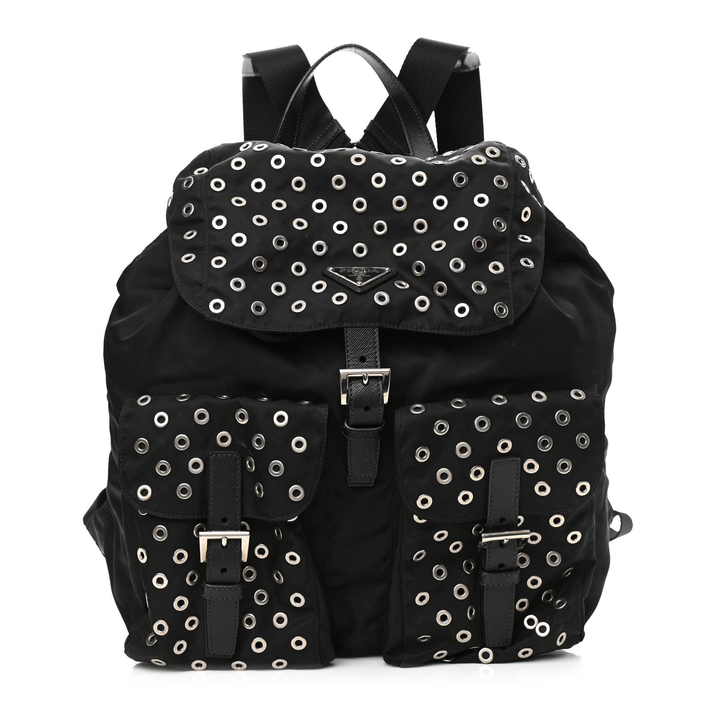 Tessuto Nylon Grommet Backpack Black