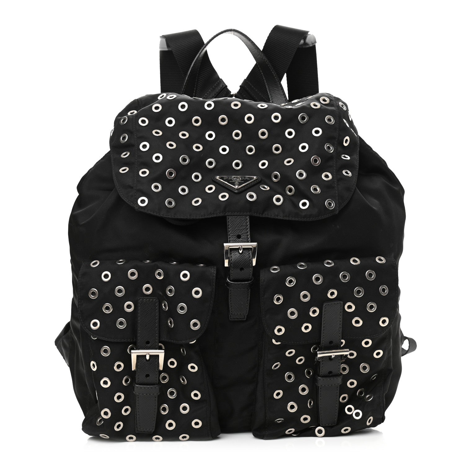 Prada Tessuto Nylon Grommet Backpack Black 1 of 8