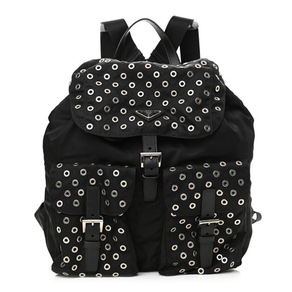 Prada Tessuto Nylon Grommet Backpack Black 1 of 8