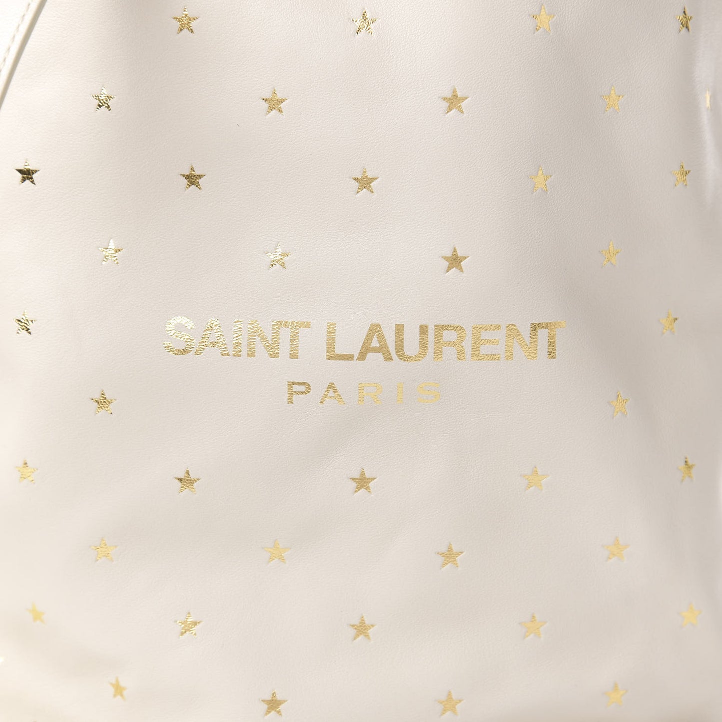 Lambskin Star Printed Teddy Drawstring Bag White