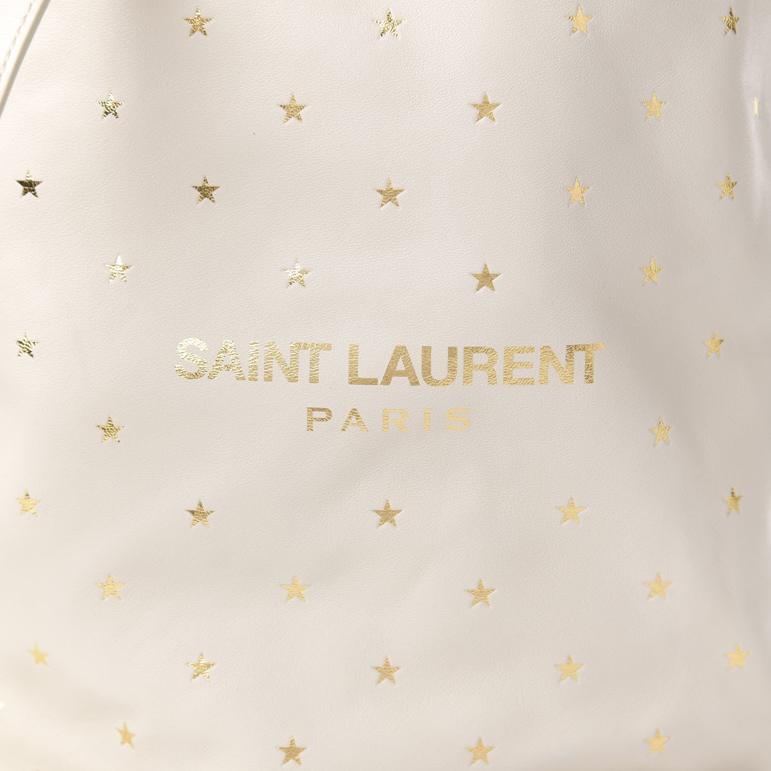 Saint Laurent Lambskin Star Printed Teddy Drawstring Bag White 10 of 10