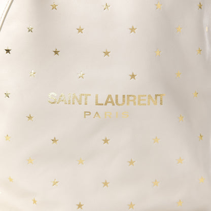 Saint Laurent Lambskin Star Printed Teddy Drawstring Bag White 10 of 10