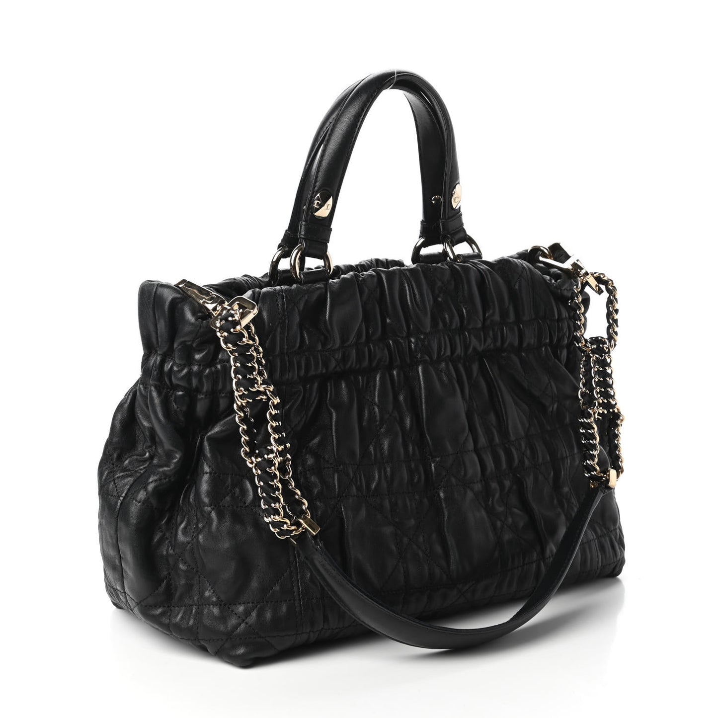 Gaufre Lambskin Cannage Delices Tote Black