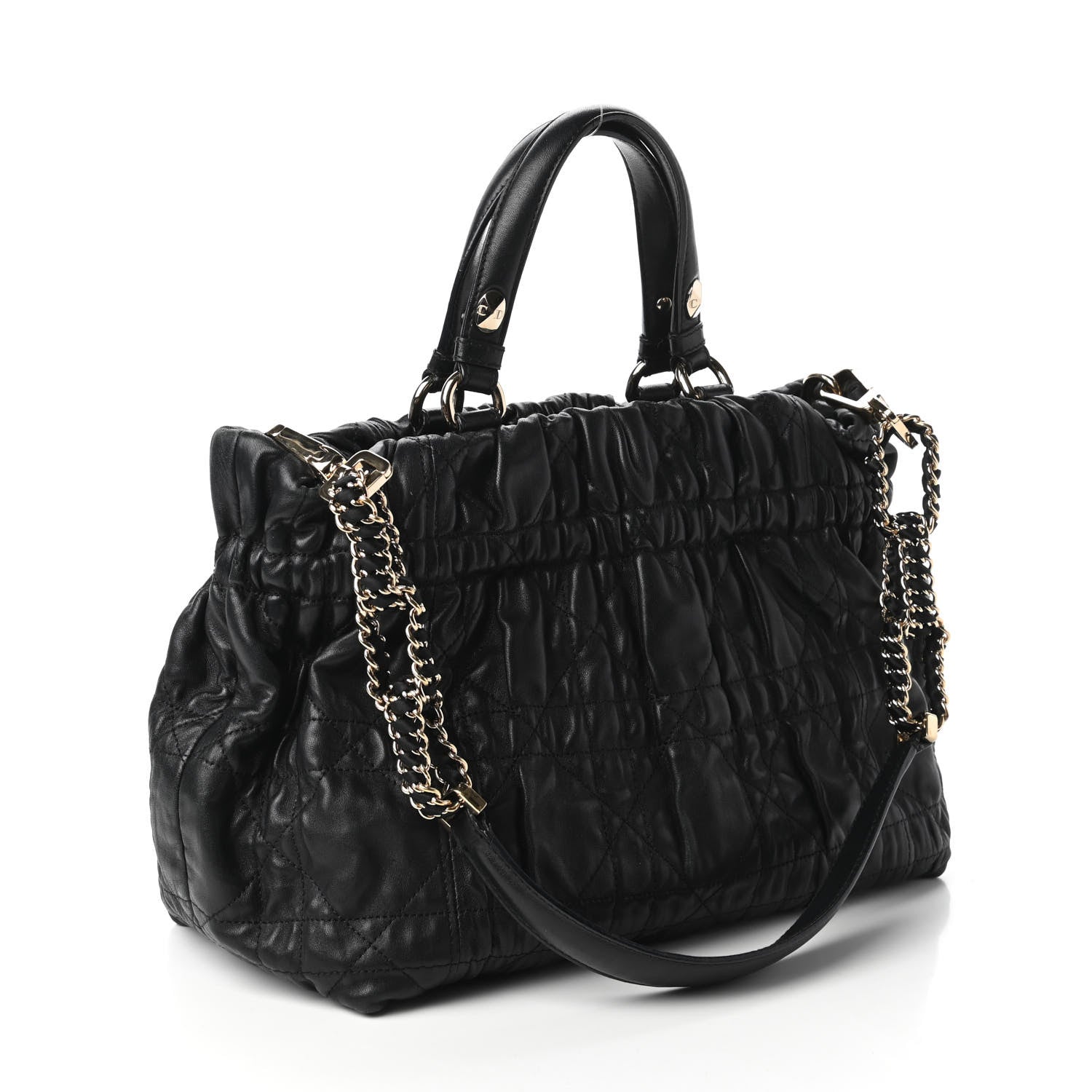 Christian Dior Gaufre Lambskin Cannage Delices Tote Black 3 of 10