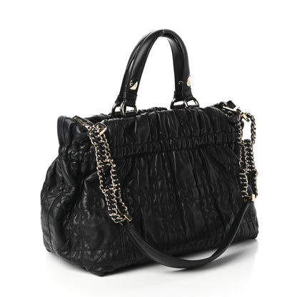 Christian Dior Gaufre Lambskin Cannage Delices Tote Black 3 of 10