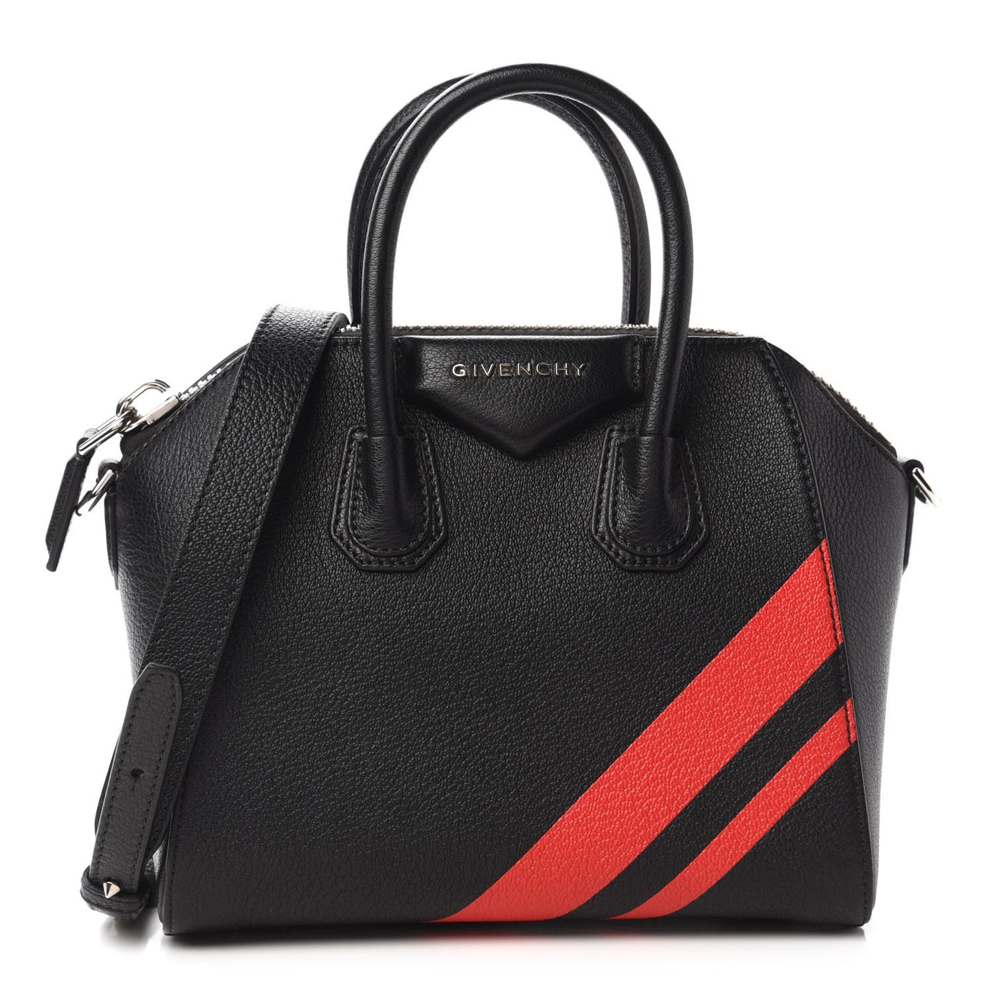 Sugar Goatskin Striped Mini Antigona Black