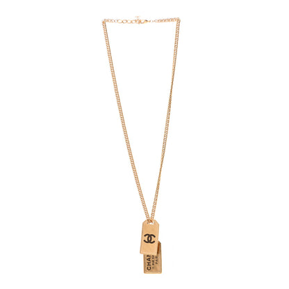 Chanel ID Dog Tag Charm Necklace Gold 3 of 6