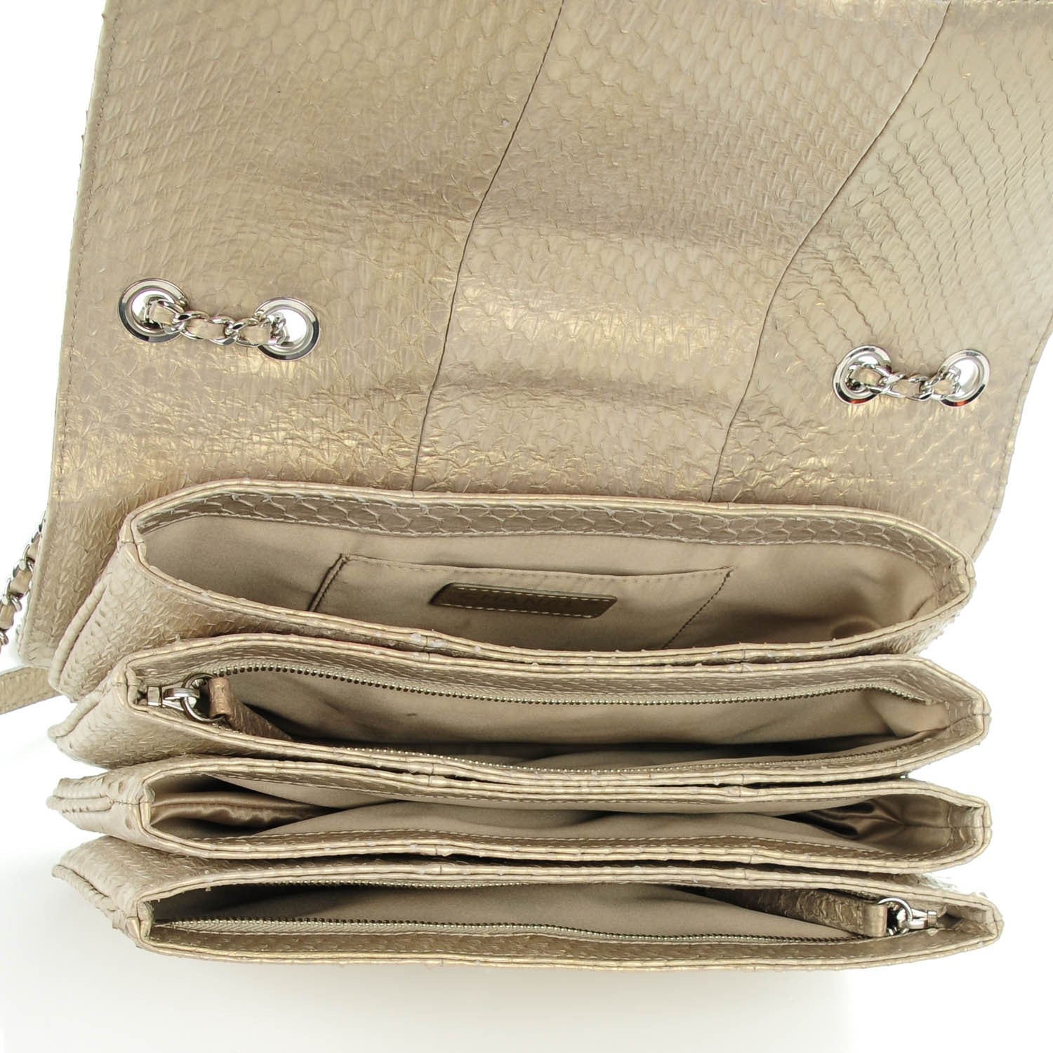 Chanel Iridescent Python Quilted Medium Clam Pocket Flap Gold 5 of 7