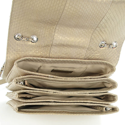 Chanel Iridescent Python Quilted Medium Clam Pocket Flap Gold 5 of 7