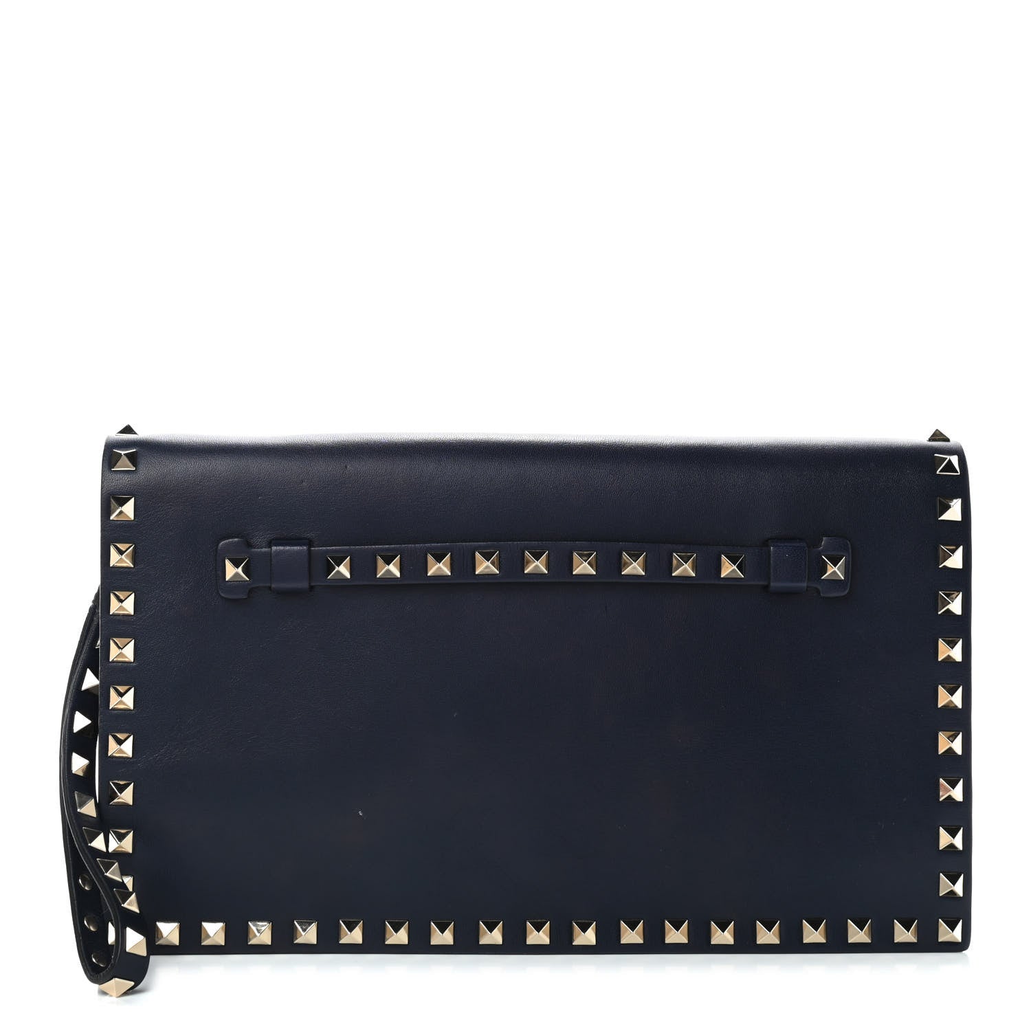 Valentino Garavani Nappa Rockstud Wristlet Clutch Marine 1 of 17