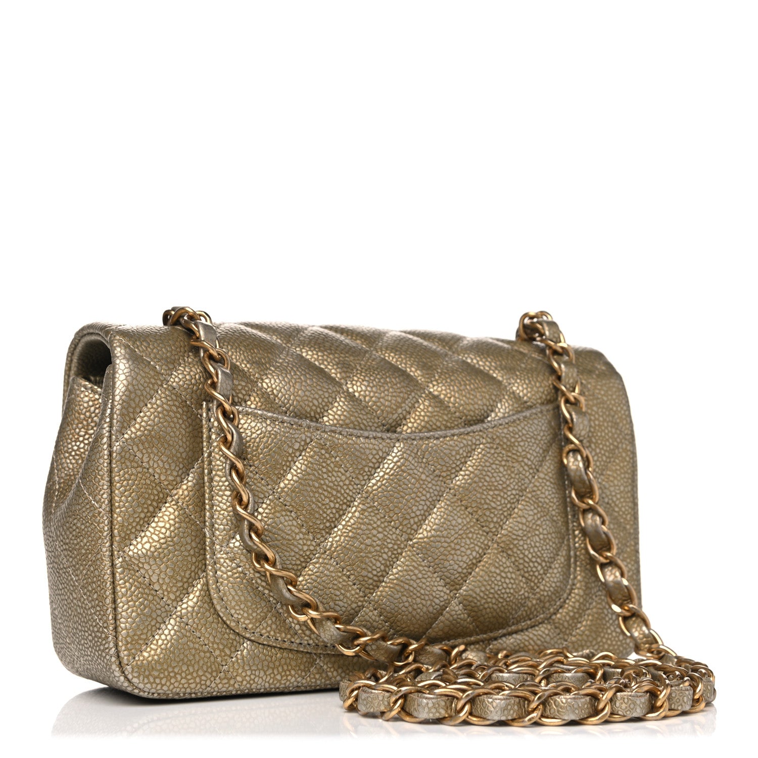 Chanel Metallic Caviar Quilted Mini Rectangular Flap Gold 2 of 12