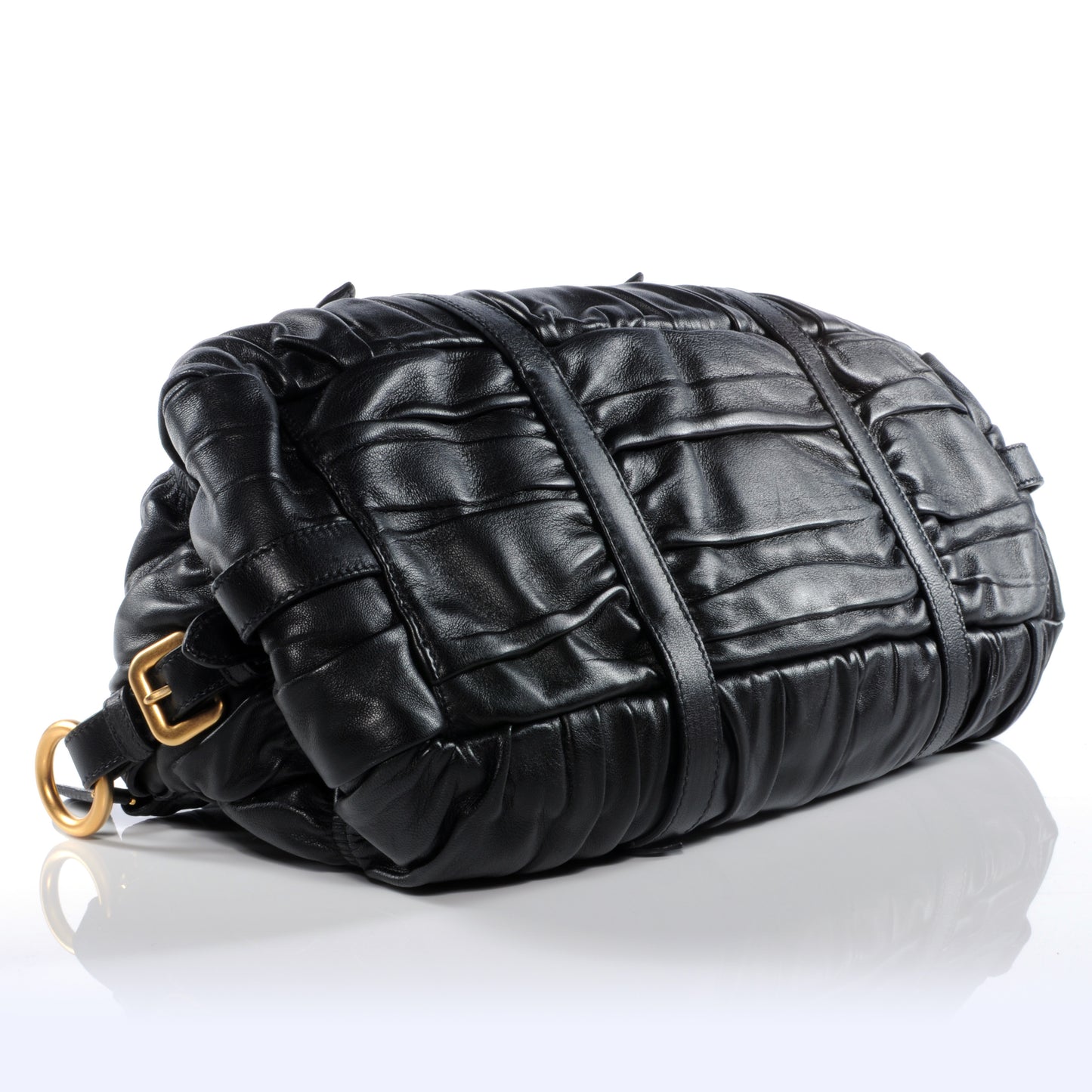 Nappa Leather Gaufre Handbag Nero Black