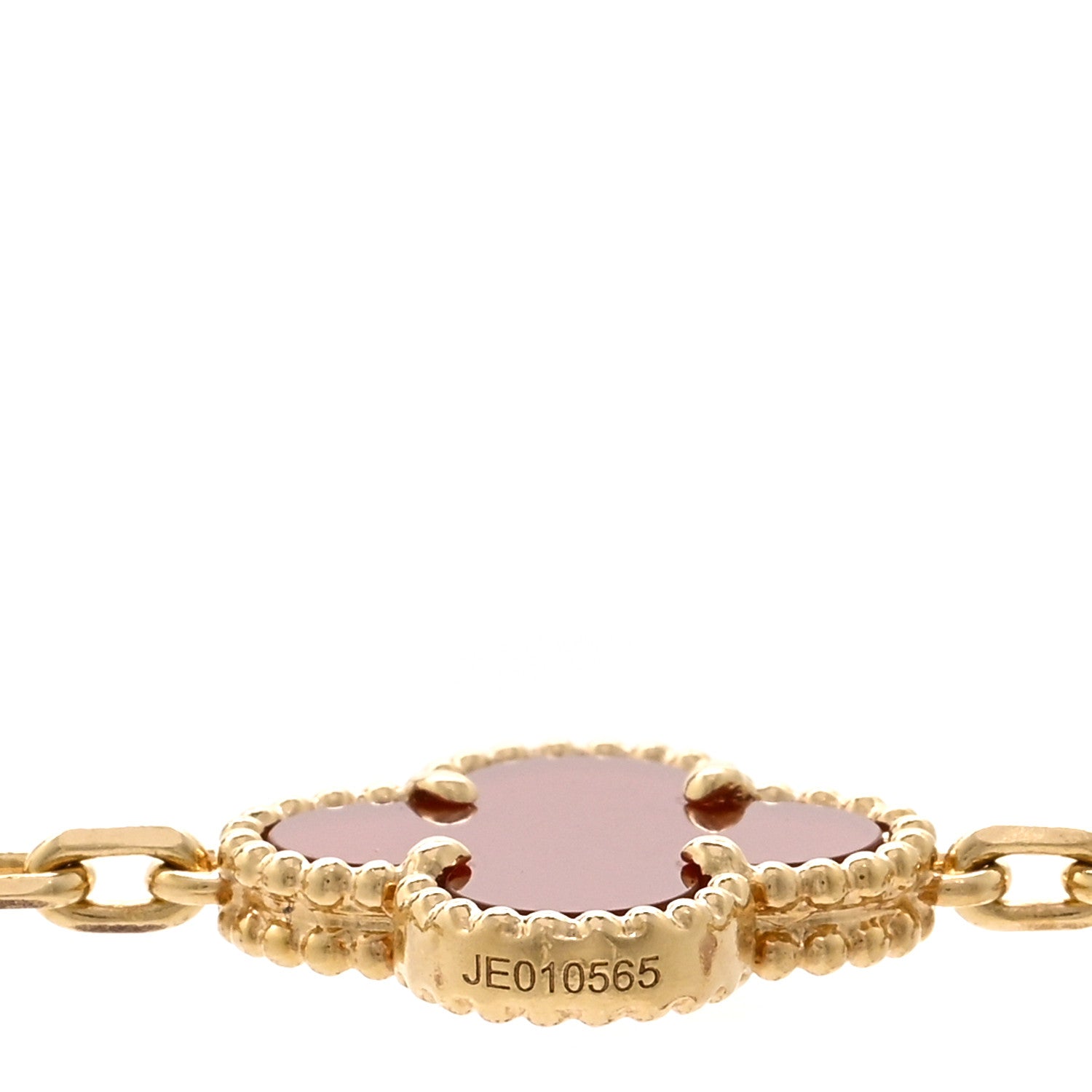 Van Cleef & Arpels 18K Yellow Gold Carnelian 20 Motifs Vintage Alhambra Necklace 5 of 5