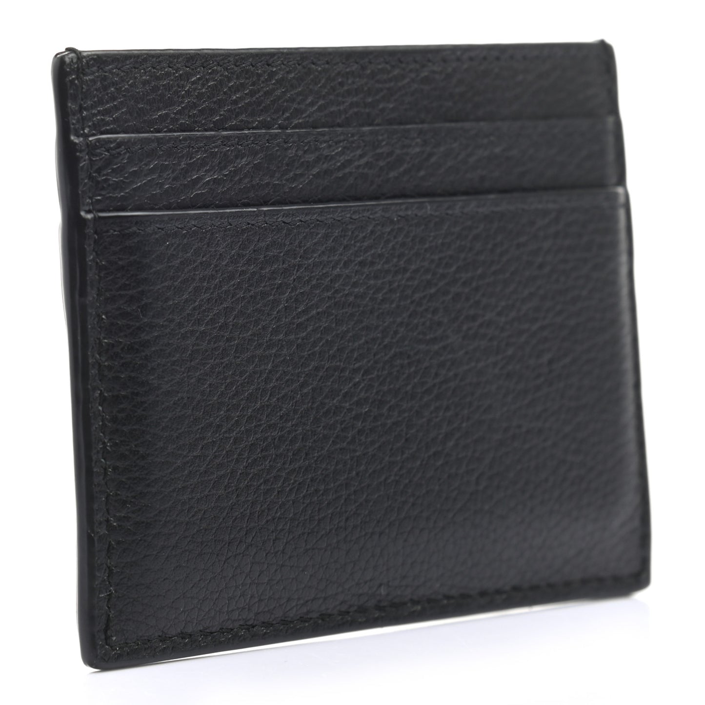 Grained Calfskin Credit Card Case Black